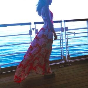 Flynn Skye Red and White Floral Maxi Dress